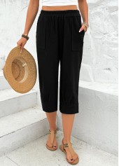 Straight Leg Elastic Waist High Waisted Black Pants