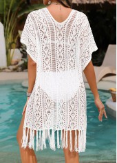 White Short V Neck Cover Up