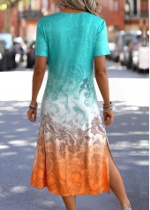 Tribal Print Split Multi Color A Line Dress