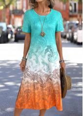 Tribal Print Split Multi Color A Line Dress