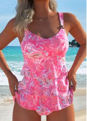 Tribal Print Patchwork Pink Tankini Set