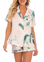Tropical Plants Print Lounge Top and Shorts