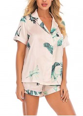 Tropical Plants Print Lounge Top and Shorts