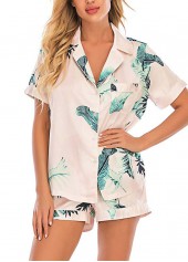 Tropical Plants Print Lounge Top and Shorts
