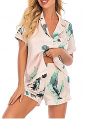 Tropical Plants Print Lounge Top and Shorts