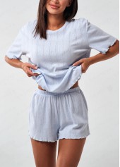 Round Neck Dusty Blue Lounge Top and Shorts