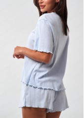 Round Neck Dusty Blue Lounge Top and Shorts