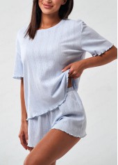 Round Neck Dusty Blue Lounge Top and Shorts