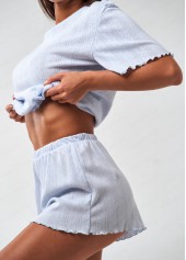 Round Neck Dusty Blue Lounge Top and Shorts