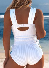 Mid Waisted Patchwork White Tankini Set