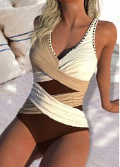 Jacquard Light Coffee One Piece Swimwear