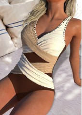 Jacquard Light Coffee One Piece Swimwear