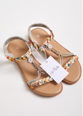 Rubber Detail Beige Open Toe Falt