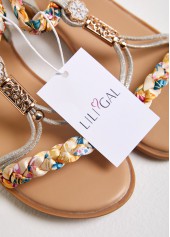 Rubber Detail Beige Open Toe Falt