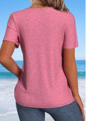 Tropical Plants Print Pink Short Sleeve T Shirt