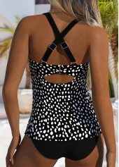 Bandeau Polka Dot Black Tankini Set