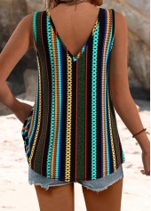 Striped Twist Multi Color Strappy V Neck Tank Top