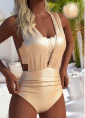 Hot Stamping Patchwork Golden One Piece Swimwear and Bra