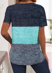 Geometric Print Cut Out Dark Blue T Shirt