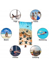 Marine Life Print Absorbent Sky Blue Beach Blanket