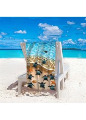 Marine Life Print Absorbent Sky Blue Beach Blanket