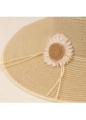 Sunflower Print Light Camel Straw Visor Hat