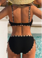 Mid Waisted Plaid Frill Black Bikini Set