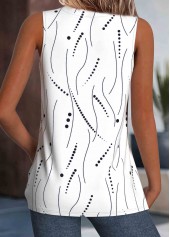 Polka Dot Lightweight White Sleeveless V Neck Tank Top