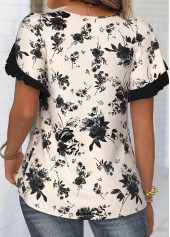 Floral Print Beige Blouse