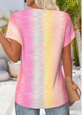 Ombre Multi Color Short Sleeve Round Neck T Shirt