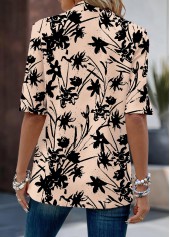 Floral Print Button Dusty Pink Fake Two Piece Twinset