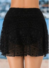 Patchwork Mesh High Waisted Black Pantskirt