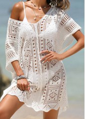 Lightweight V Neck White Cover Up
