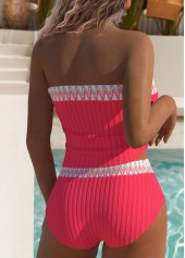 Mid Waisted Jacquard Hot Pink Tankini Set