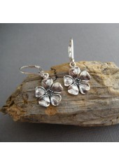 Silver Color Flower Alloy Detail Earrings