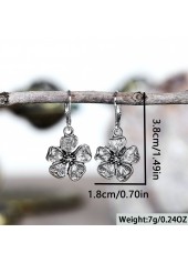 Silver Color Flower Alloy Detail Earrings