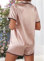 Light Pink Button Lounge Top and Shorts