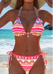 Tribal Print Bowknot Multi Color Bikini Set