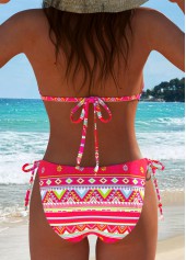 Tribal Print Bowknot Multi Color Bikini Set