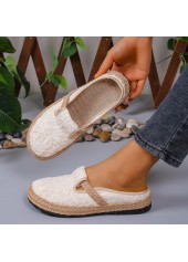 Beige Canvas Material Closed Toe Falt