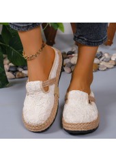 Beige Canvas Material Closed Toe Falt