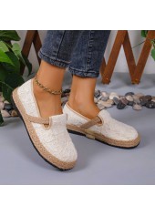 Beige Canvas Material Closed Toe Falt