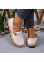 Beige Canvas Material Closed Toe Falt
