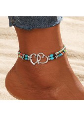 Multi Color Beaded Heart Alloy Anklet