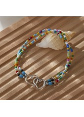Multi Color Beaded Heart Alloy Anklet