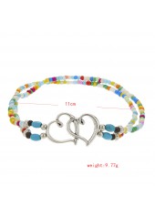 Multi Color Beaded Heart Alloy Anklet