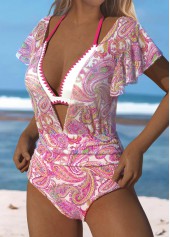 Paisley Print Tie One Piece Swimwear and Bra