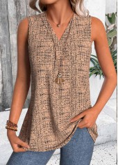 Polka Dot Lightweight Light Coffee Sleeveless Tank Top