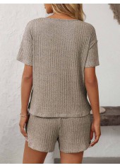 Short Sleeve Light Camel Lounge Top and Shorts