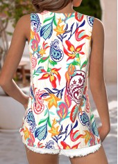 Plants Print Breathable Multi Color Sleeveless Tank Top